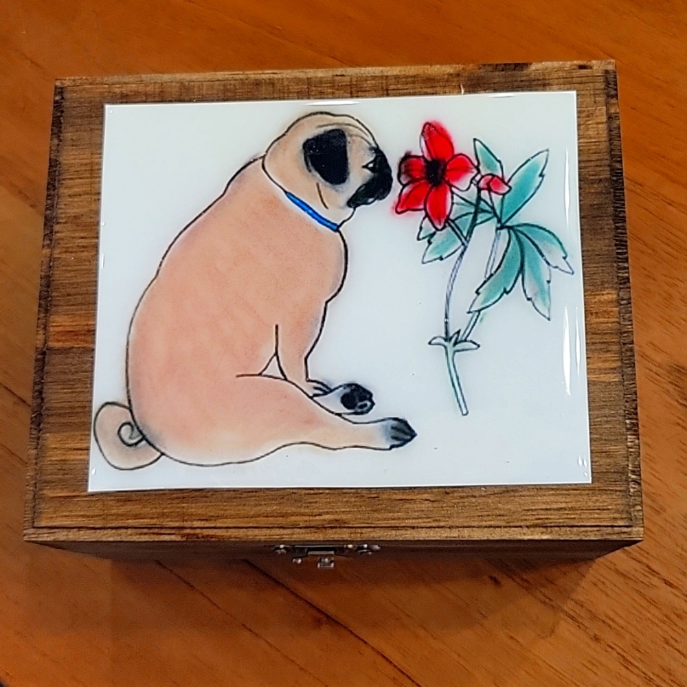 Cute handmade pug trinket box